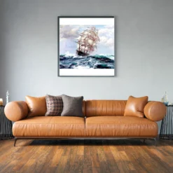 Schip op zee als sfeerimpressie aan de muur