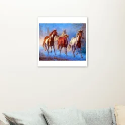 Vier rennende mooie paarden als sfeerimpressie aan de muur