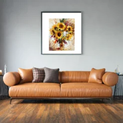 Explosie van mooie bloemen schilderen op nummer als sfeerimpressie aan de muur