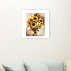 Explosie van mooie bloemen schilderen op nummer als sfeerimpressie aan de muur