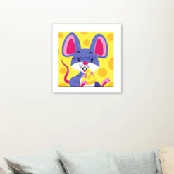 Muis die kaas eet (voor kinderen) als sfeerimpressie aan de muur