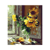 Grote paardenbloemen in vaas