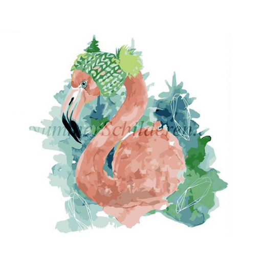 flamingo in groen