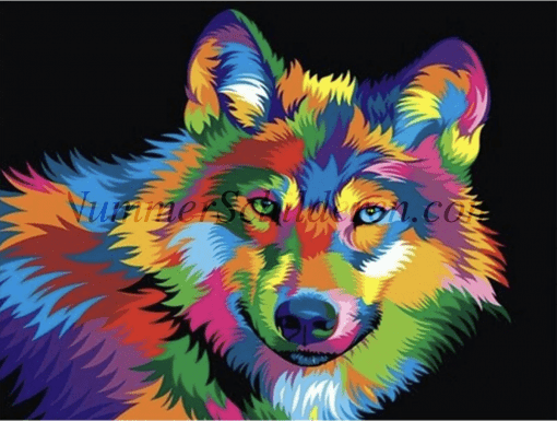 kleurrijke wolf