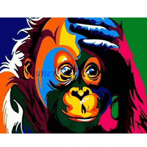 kleurrijke aapje met hand op zijn hoofd