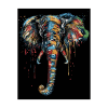 Gekleurde olifant met zwarte achtergrond