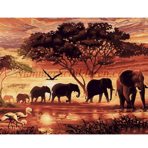 olifanten naast de boom