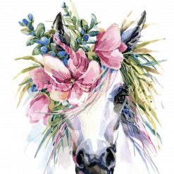 paard met bloemen