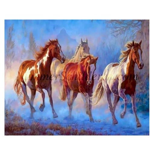 vier rennende paarden