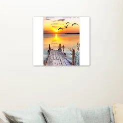 Zonsondergang Zeezicht als sfeerimpressie aan de muur