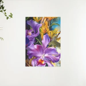 Bloemen bord met paarse orchidee, schilderen op nummer
