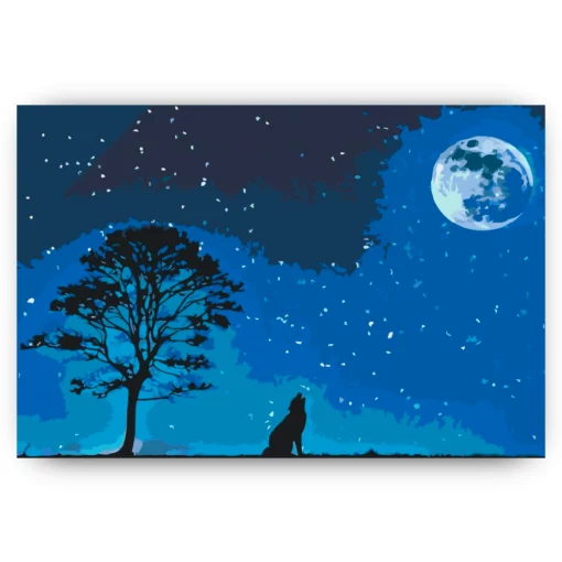Schilderen op nummer – Huilende hond bij volle maan – SEOS Shop ®