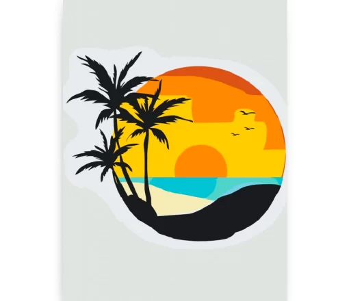 Schilderen op nummer – Strand, palmbomen, zonsondergang – SEOS Shop ®