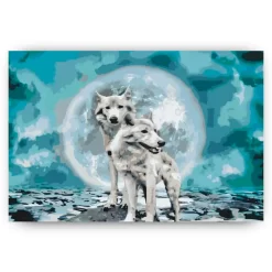 Schilderen op nummer – Witte wolven onder een volle maan – SEOS Shop ®