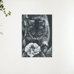 Schilderen op nummer – Zwarte kat met bloem en bij – SEOS Shop ®