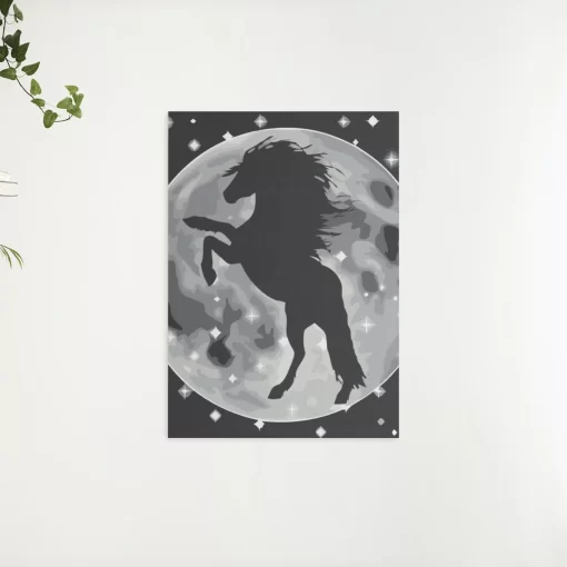 Schilderen op nummer – Silhouet van een paard op de maan – SEOS Shop ®