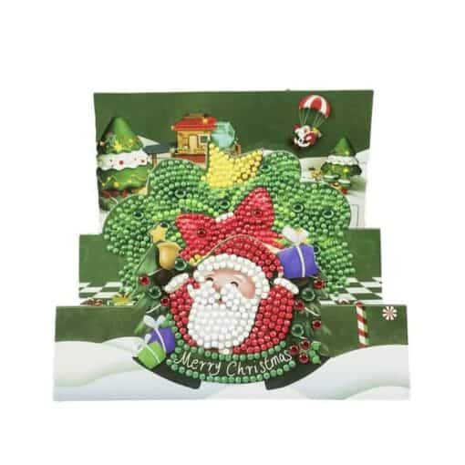 Schilderen op nummer – Uitvouwbare 3D Kerstkaart Kerstman Groen – SEOS Shop ®