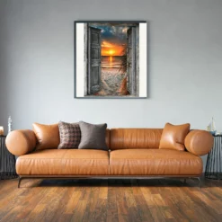 Tropische Zonsondergang als sfeerimpressie aan de muur