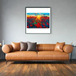 Bloemen veld Paradijs als sfeerimpressie aan de muur