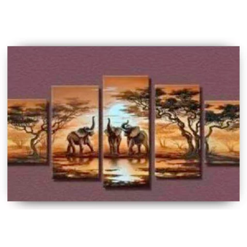 Schilderen op nummer – Olifanten op safari 5 luik – SEOS Shop ®