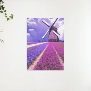 Paarse tulpen met molen, schilderen op nummer