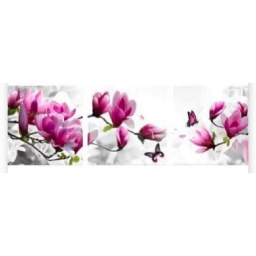 Schilderen op nummer – Roze bloemen met vlinder 3 luik –SEOS Shop ®