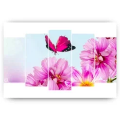 Schilderen op nummer – Roze vlinder op roze bloem 5 luik – SEOS Shop ®