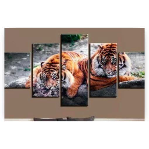 Schilderen op nummer – Twee liggende tijgers 5 luik – SEOS Shop ®