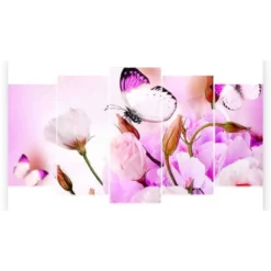 Schilderen op nummer – Vlinder op bloem met roze tint 5 luik – SEOS Shop ®
