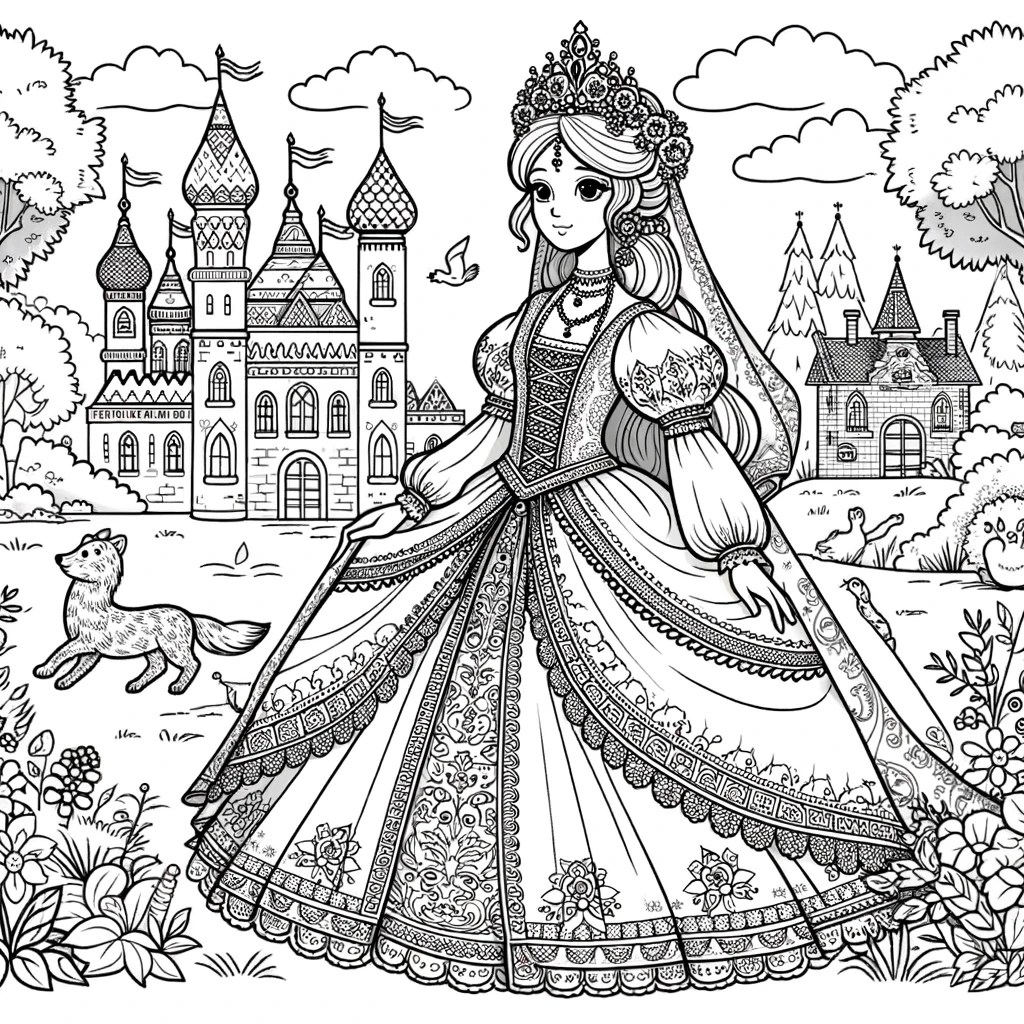 Prinses Kleurplaat met jurk