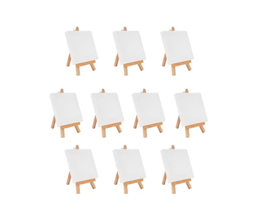 Schilderen op nummer – Schildersezel – Tafelschildersezel Houten Canvasstandaardset (10st) – 10x10cm Canvas met Mini-ezel, Houten Schildersezel | SEOS Shop ®