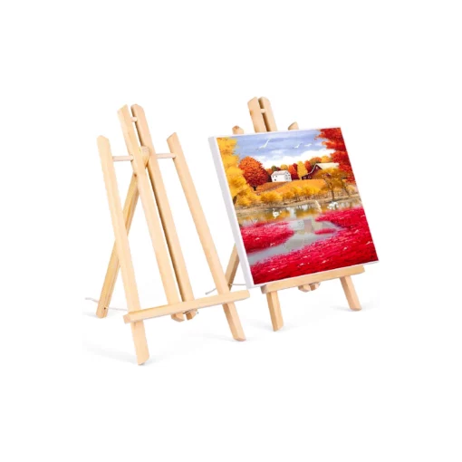 Schilderen op nummer – Schildersezel – Viesap Ezels, 2 stuks houten , 40 cm fotostandaard van massief hout, display-tafelezel, inklapbaar en ruimtebesparend, decoratieve standaard | SEOS Shop ®