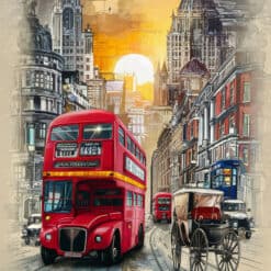 Londen vroeger met grote rode bus