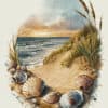 strand met schelpen en zee