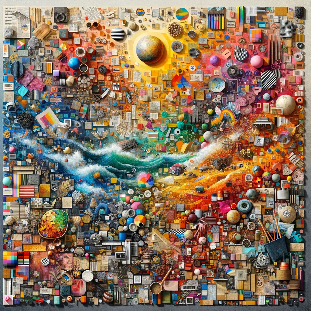Collage De kunst van het samenvoegen van verschillende elementen