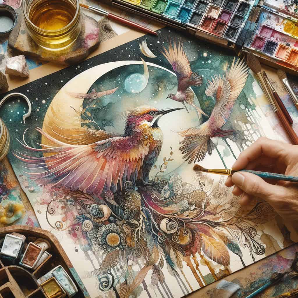Het toevoegen van multimediale elementen aan aquarelwerk