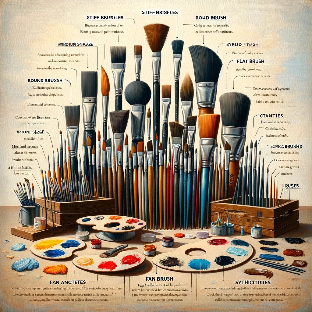 Verschillende soorten penselen voor acrylverf