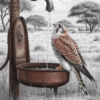 vogel drinkt water