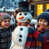 Vrolijke Kinderen Maken Sneeuwpop
