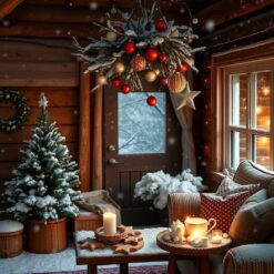 Sfeervolle kerstboom door het raam