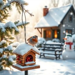 Winterkoninkje in besneeuwde tuin