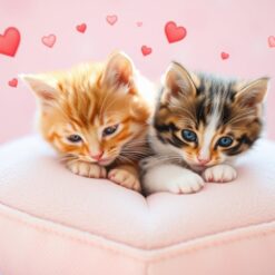 Knuffelende kittens met hartjes