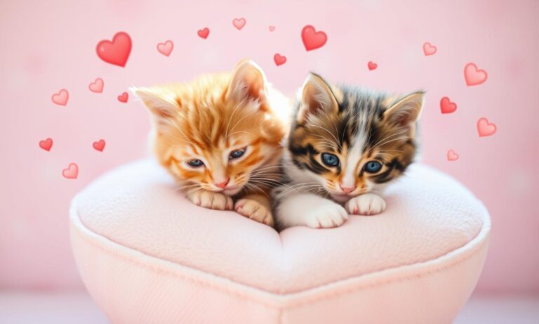 Knuffelende kittens met hartjes