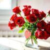 Valentijns rozen in vaas