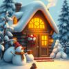 Warm theehuis in winters landschap