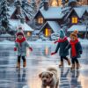 Schaatsen op een bevroren vijver