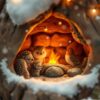 Winterdieren in warm nest