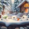 Besneeuwde spa, warme stenen