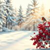 Warm Winterbos met Rode Bessen