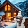 Besneeuwde bergtop, warme chocolademelk